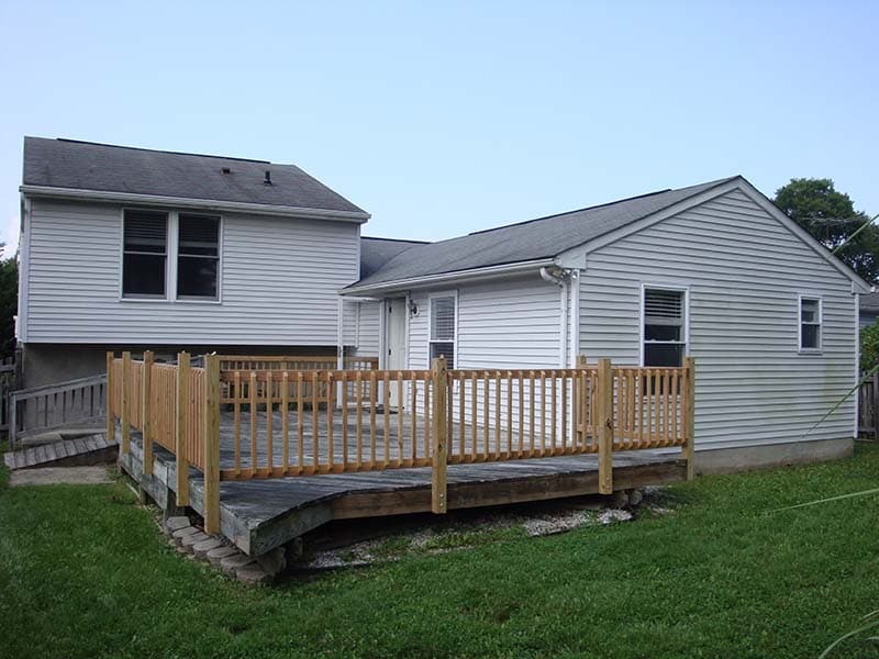 porch with newly constructed railing